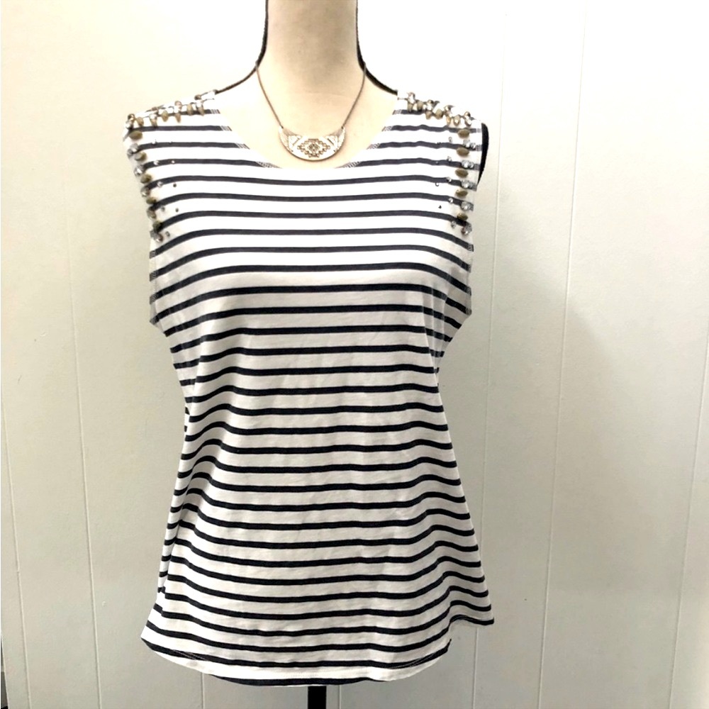 J.Crew Striped Embellished Top - Medium